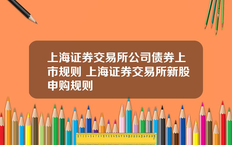 上海证券交易所公司债券上市规则 上海证券交易所新股申购规则